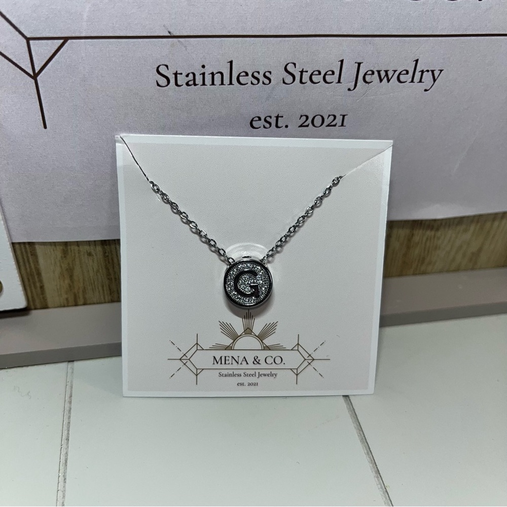 Stainless Steel Silver Initial Necklace Letter “G”